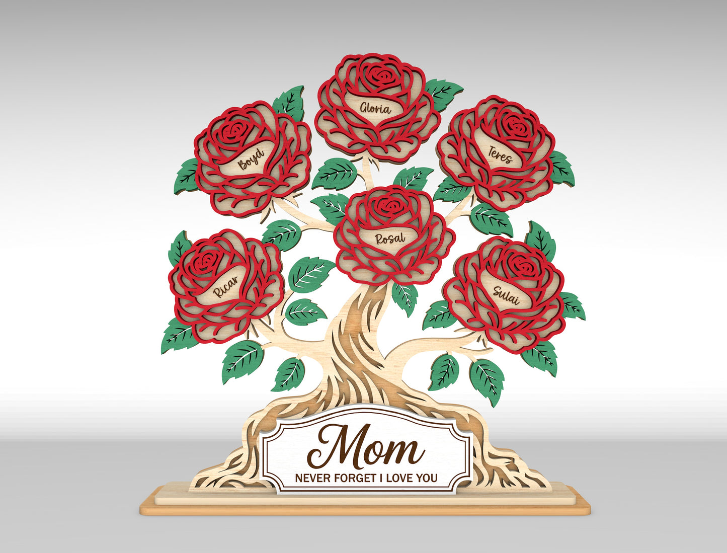 Personalized Rose Tree Custom Name Flower Sign SVG for xTool