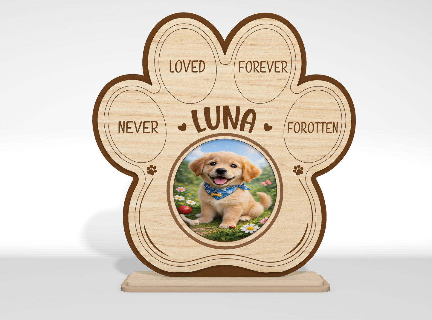 Dog Memorial Tabletop Sign SVG Bundle Pet Photo Frame Laser Cut File for Glowforge