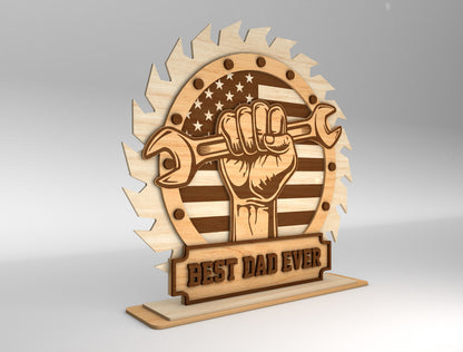 Best Dad Ever Trophy Award Sign SVG Laser Cut File for xTool and LightBurn