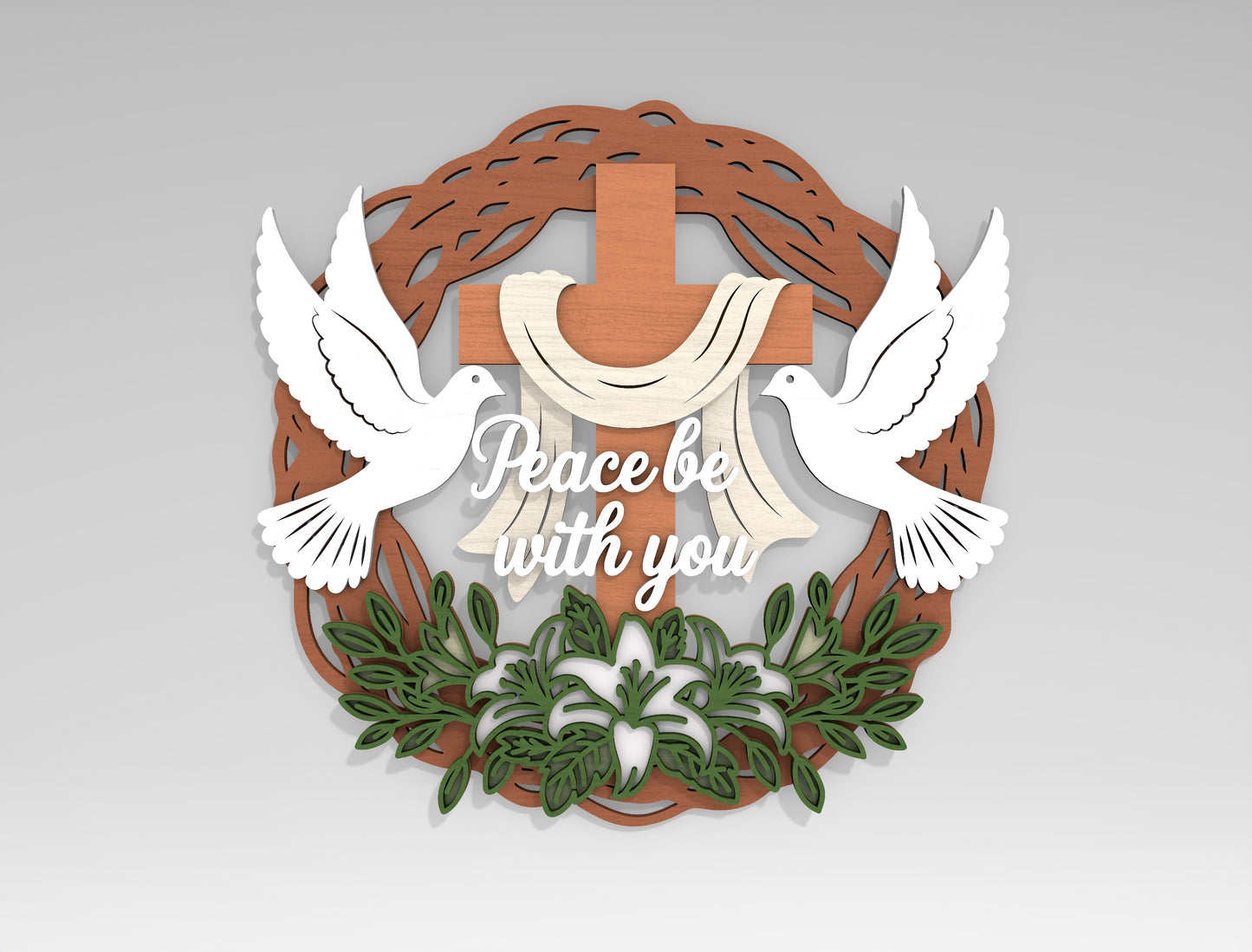 Multilayer Christian Easter Wreath SVG Bundle 6 Designs for LightBurn and xTool