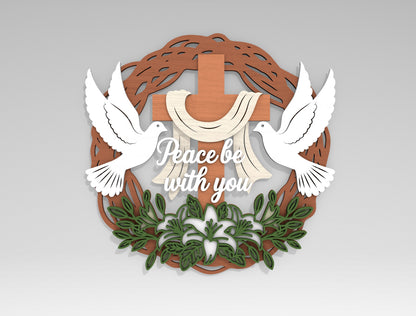Multilayer Christian Easter Wreath SVG Bundle 6 Designs for LightBurn and xTool