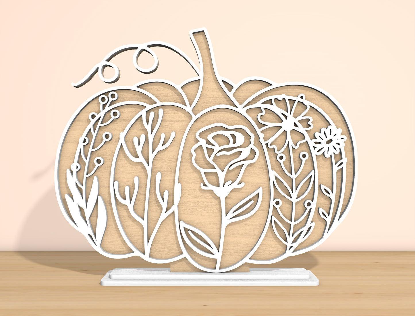 Floral Pumpkin & Gourd SVG Bundle Laser Cut File | Fall Tabletop Decor | Elegant Botanical Style | Glowforge, xTool, LightBurn, etc.
