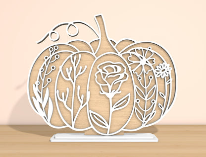 Floral Pumpkin & Gourd SVG Bundle Laser Cut File | Fall Tabletop Decor | Elegant Botanical Style | Glowforge, xTool, LightBurn, etc.