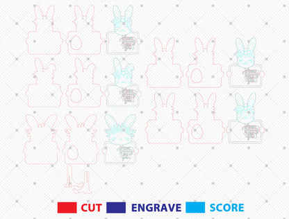 Easter Bunny Photo Frame SVG Bundle Cute Bunny 5 Designs for LightBurn