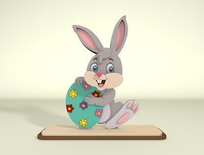 Easter Bunny Tabletop Decor Laser Cut File | Freestanding Rabbit Figures | Ready to Cut | Glowforge, xTool, LightBurn, etc.
