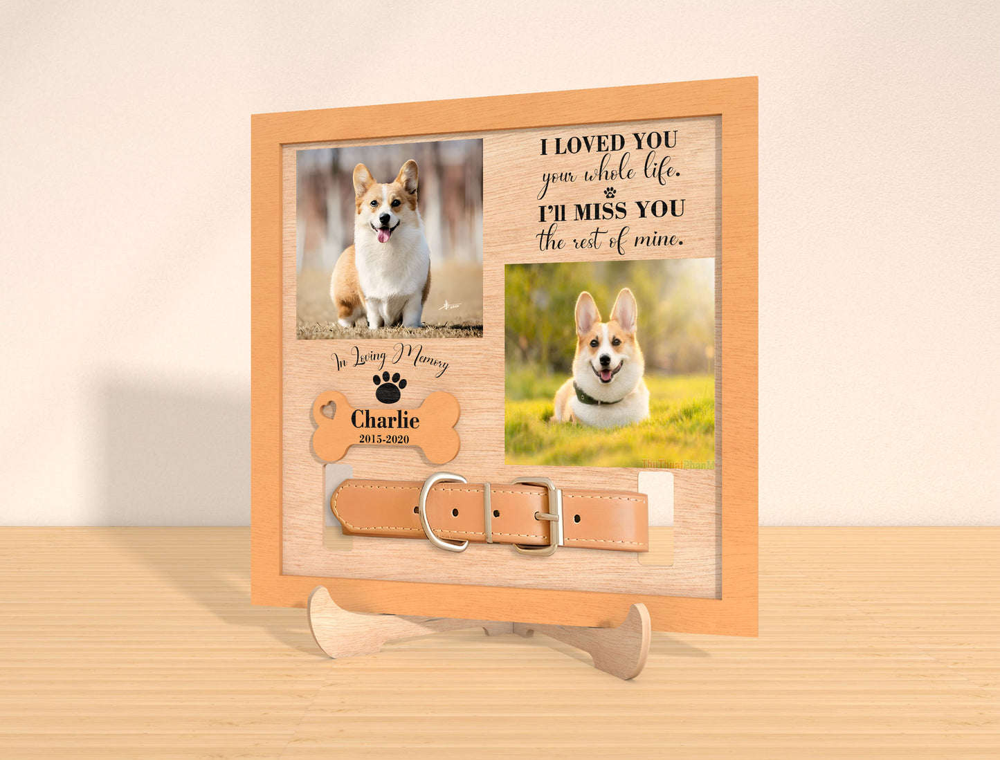 Dog Collar Memorial Frame SVG Laser Cut File for Glowforge