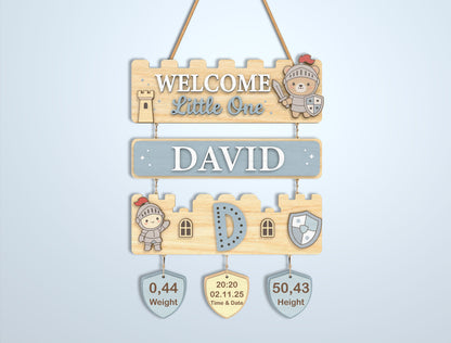 Nursery Birth Stats Sign SVG File for Glowforge and xTool