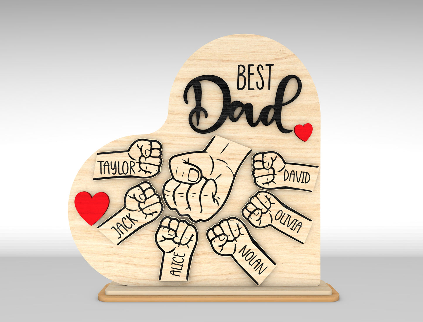 Personalized Best Dad Fist Bump Sign SVG Laser Cut File for Glowforge and xTool