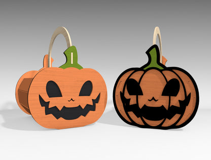 Halloween Pumpkin Basket SVG Bundle Laser Cut Files for LightBurn