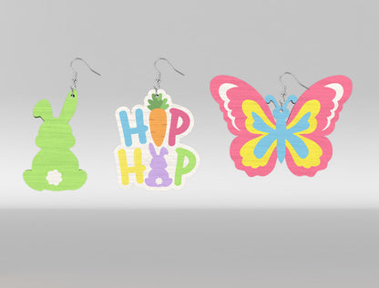 Easter Day Earrings SVG Set 19 Cute Spring Jewelry for Glowforge and xTool