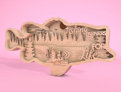 Father’s Day Fishing Multilayer SVG Laser Cut File for Glowforge