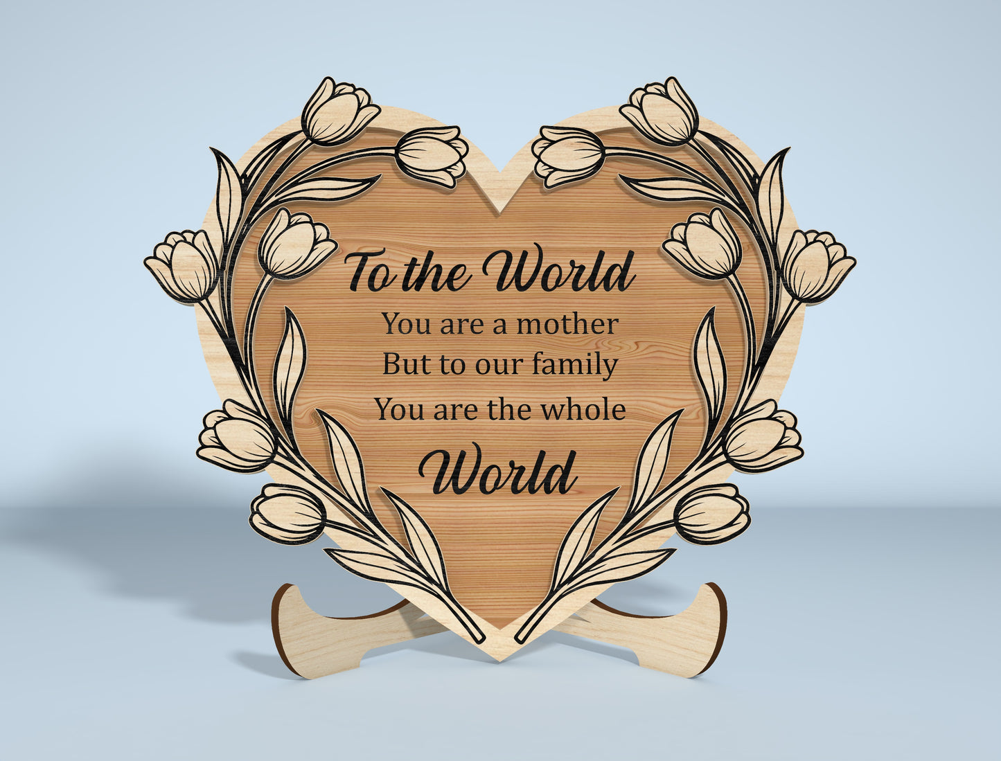 Floral Engraved Heart Stand Sign SVG Bundle for Glowforge
