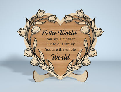 Floral Engraved Heart Stand Sign SVG Bundle for Glowforge