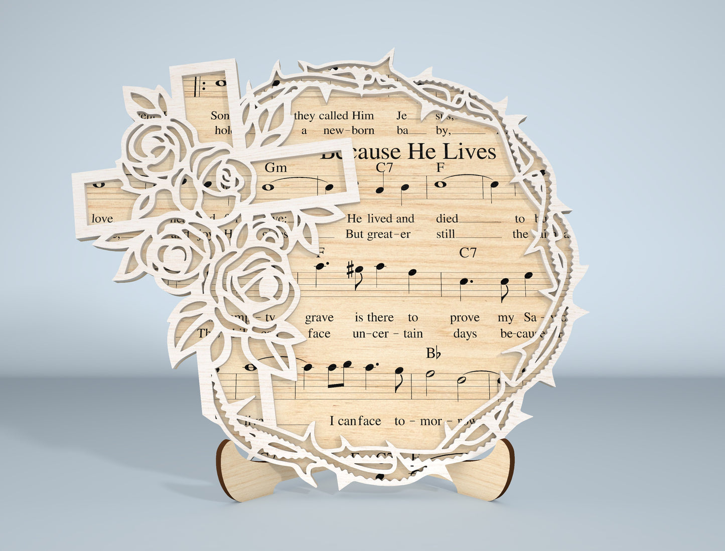 Easter Day Christian Tabletop Decor Laser Cut File | Religious Layered Wood Sign | Ready to Cut | Glowforge, xTool, LightBurn, etc.