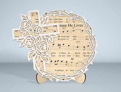 Easter Day Christian Tabletop Decor Laser Cut File | Religious Layered Wood Sign | Ready to Cut | Glowforge, xTool, LightBurn, etc.