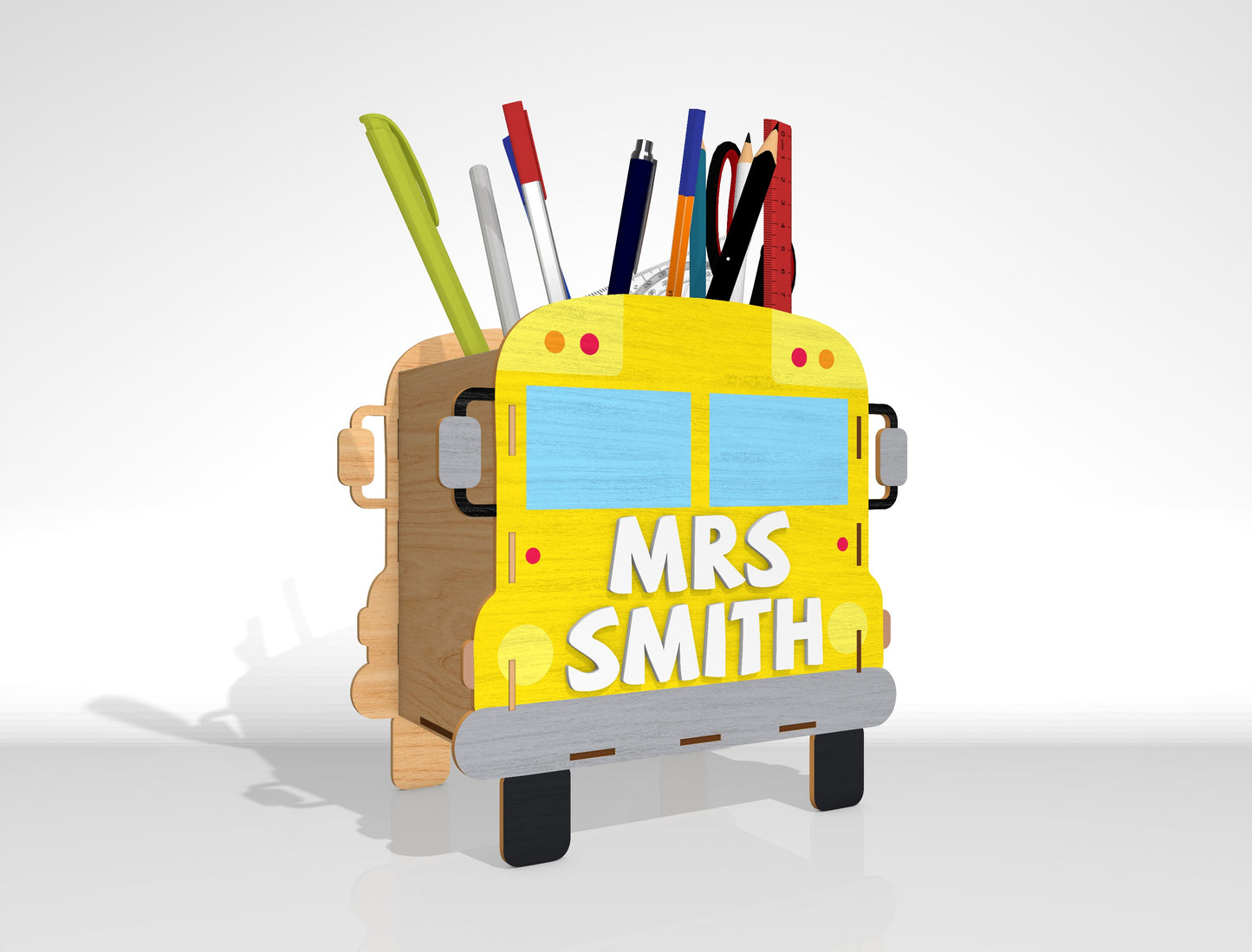 Personalized Teacher Pencil Holder SVG Bundle Laser Cut File File for Glowforge, LightBurn