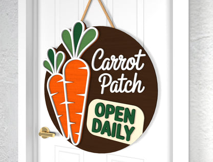 Easter Door Hanger SVG Bunny Carrot Patch Round Sign for Glowforge and xTool