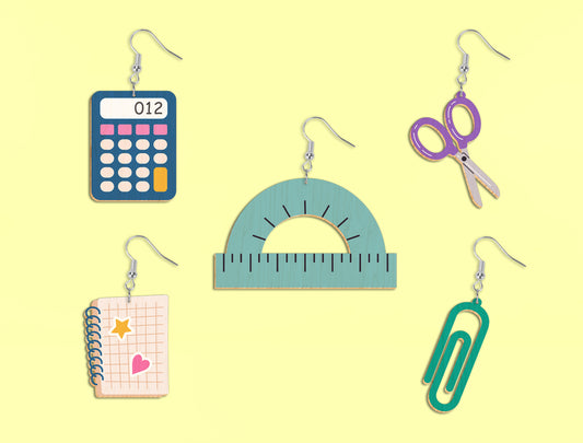 School Supplies Earrings Bundle SVG Laser Cut File for Glowforge Users