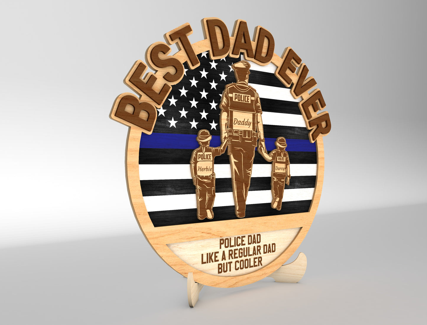 Best Dad Ever Police Sign SVG Laser Cut File for Glowforge and xTool
