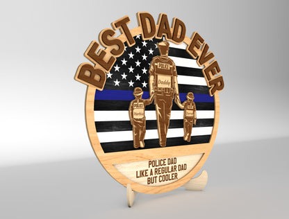 Best Dad Ever Police Sign SVG Laser Cut File for Glowforge and xTool