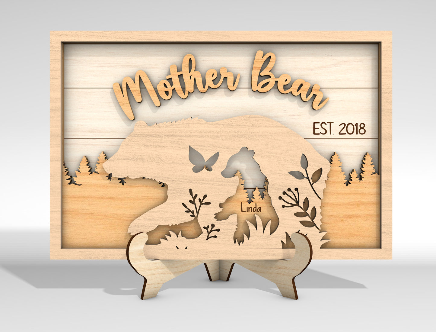 Custom Name Mama Bear Cub Sign SVG for Glowforge and LightBurn