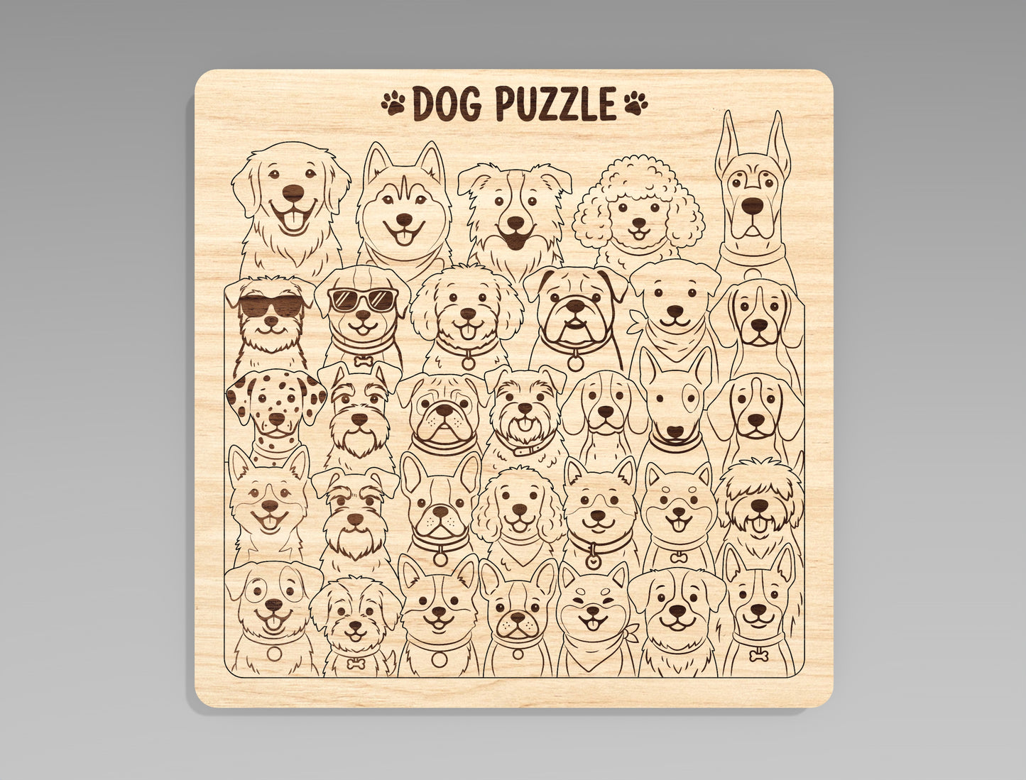 Animal Puzzle Board SVG Bundle for Glowforge xTool LightBurn Kids Educational Puzzle