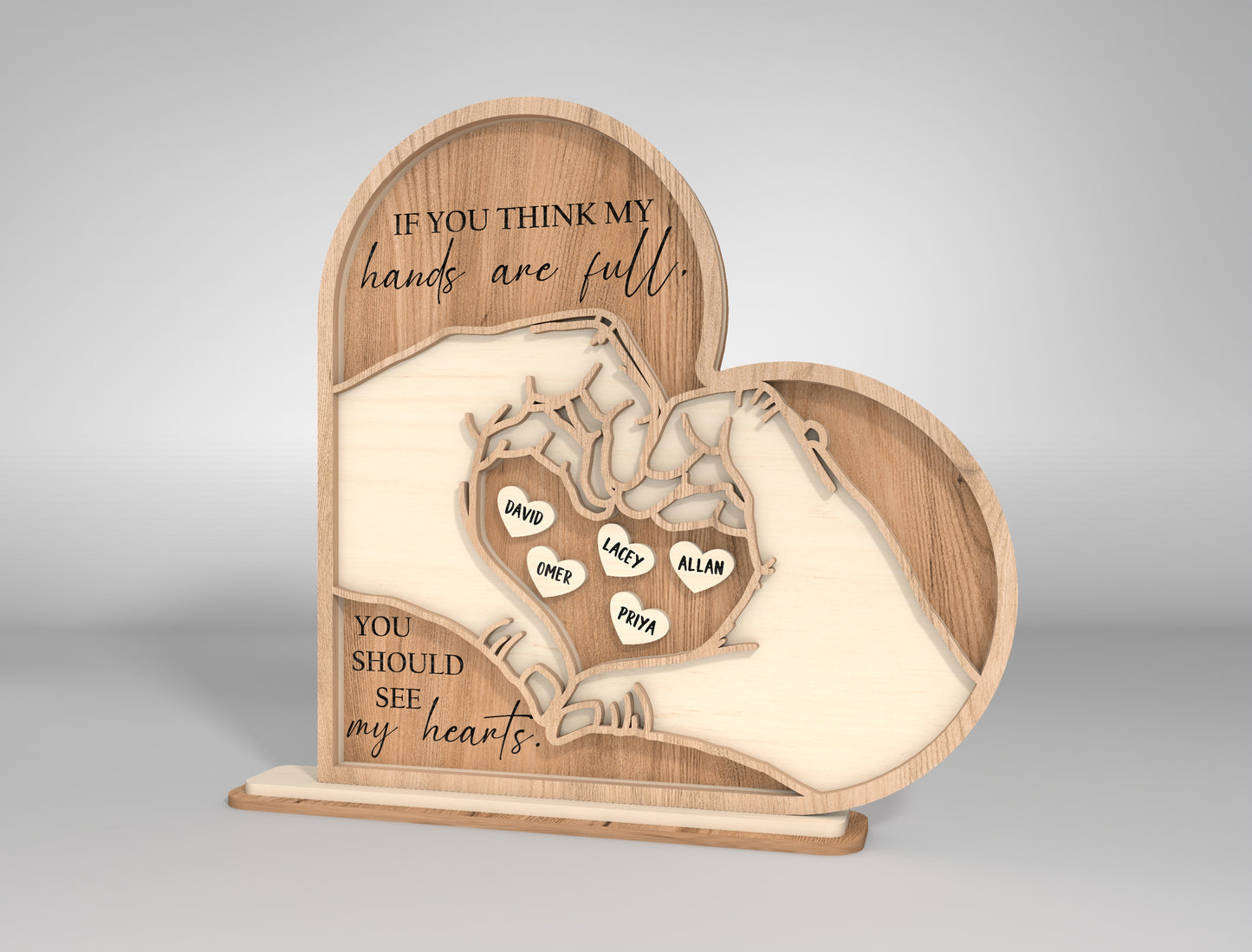 Heart Hands Family Layered SVG Bundle Mom Scene for LightBurn
