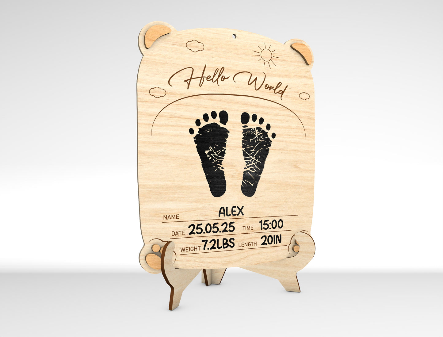 Personalized Baby Footprint Ultrasound Frame SVG Laser Cut File for Glowforge and LightBurn