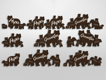 Papa Bear Family Sign SVG Laser Cut File for Glowforge and LightBurn
