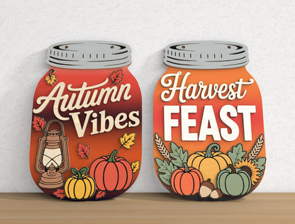 Fall Mason Jar Sign SVG Bundle for Glowforge xTool LightBurn | 12 Designs
