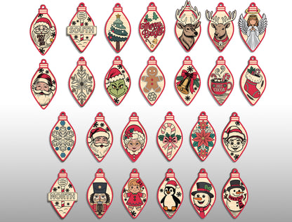 Christmas Light Bulb Ornament SVG Engraved Laser Cut File