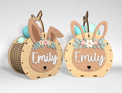 Personalized Easter Bunny Basket SVG 12 Designs for Glowforge and xTool