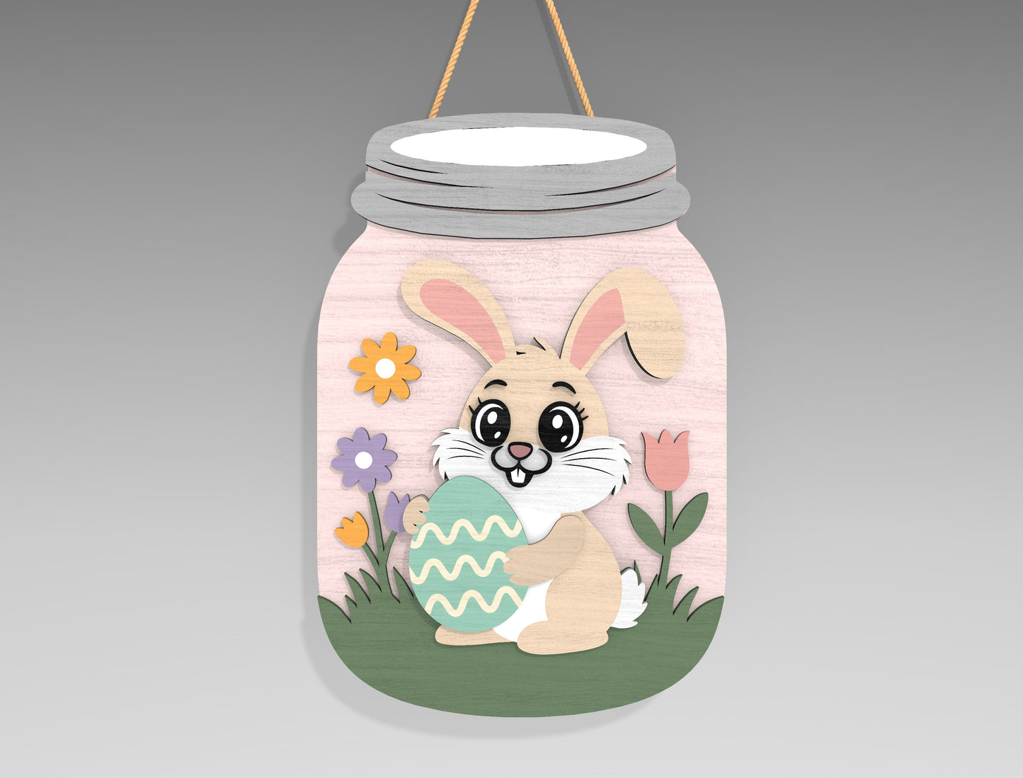 9 Easter Mason Jar Door Hangers SVG Bunny He Is Risen for LightBurn and xTool