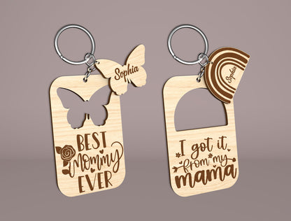 Mom Keychain SVG Bundle Mother's Day Wooden for Glowforge and xTool