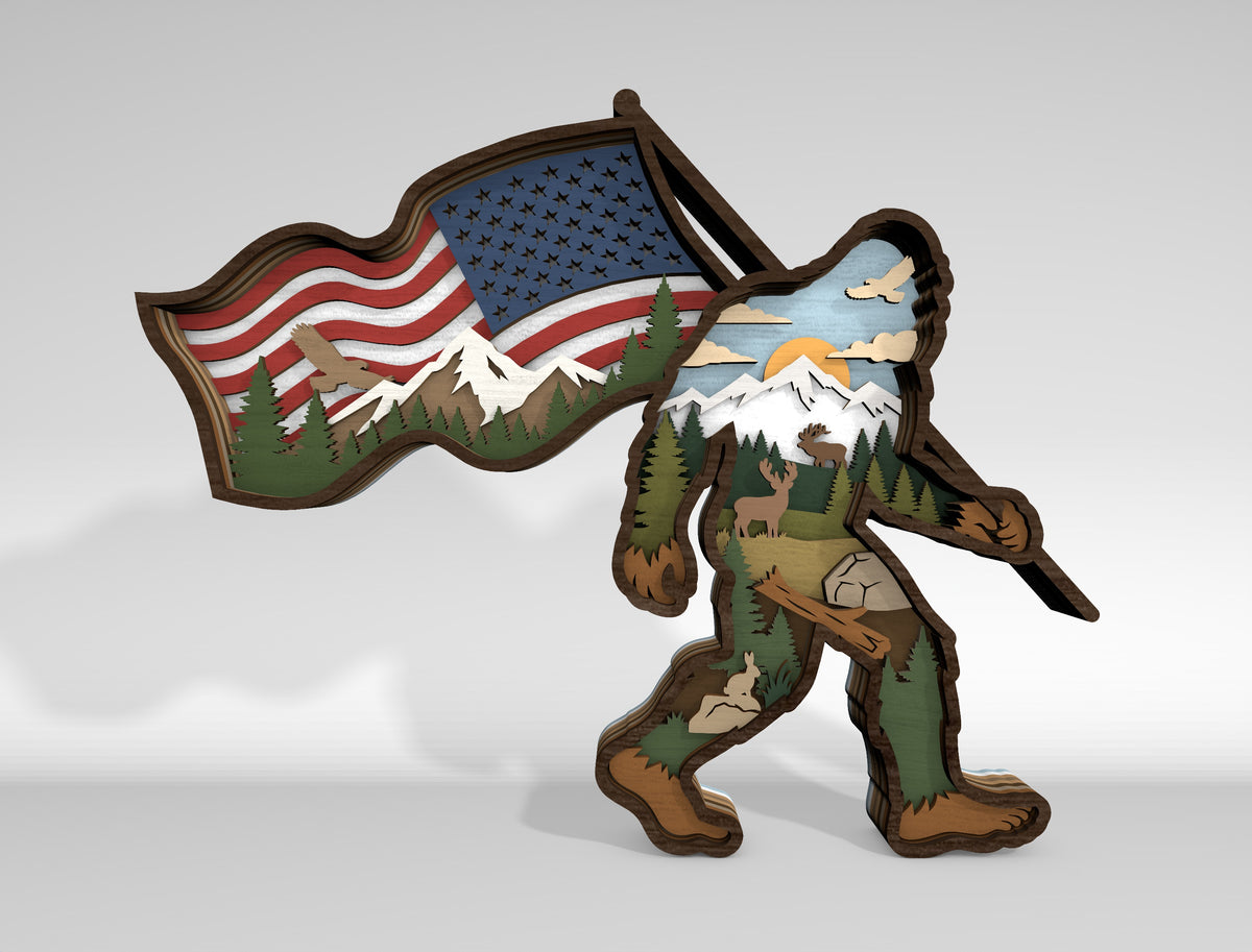 Bigfoot SVG Bundle Layered Forest Sasquatch Laser Cut Designs