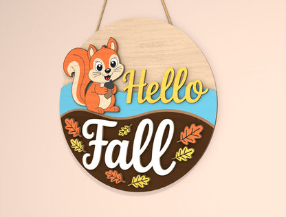 Squirrel Hello Fall SVG Set for Glowforge xTool LightBurn | 2 Designs