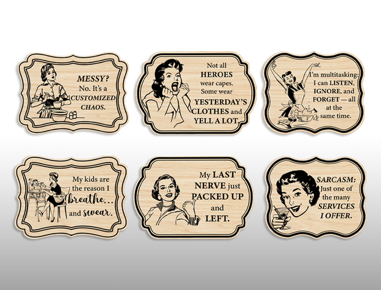 Vintage Woman Retro Lady Quote Magnet SVG Laser Cut File for Glowforge and xTool