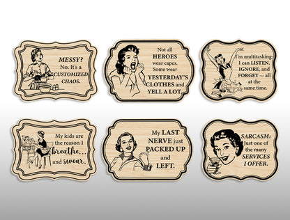 Vintage Woman Retro Lady Quote Magnet SVG Laser Cut File for Glowforge and xTool