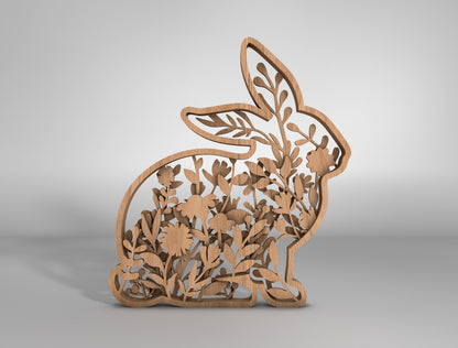 Floral Bunny Multilayer SVG Bundle Easter Layered Decor for Glowforge and xTool