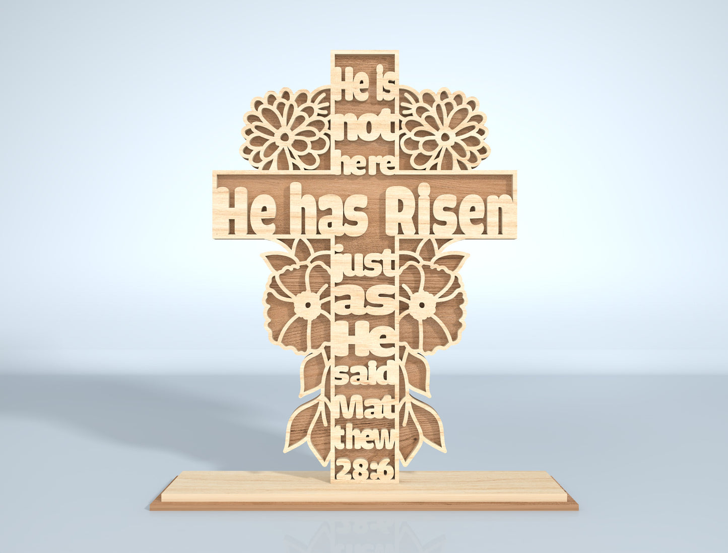 6 Floral Easter Cross Designs | Religious Bible Verse Laser Cut File | Digital Download | Ready to Cut for Glowforge, xTool, LightBurn, etc.