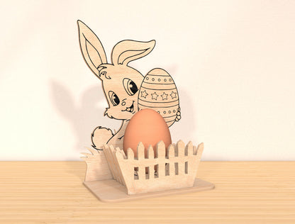 Bunny Egg Holder SVG Bundle Simple Rabbit Egg Stand for Glowforge and xTool