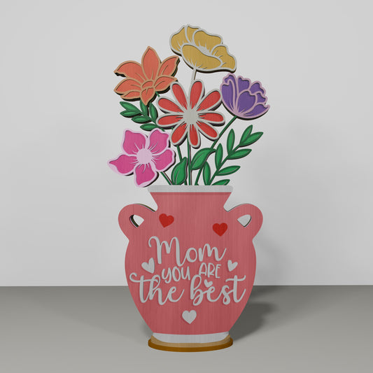 Floral Mom Mug Tabletop Decor SVG Mother's Day for LightBurn