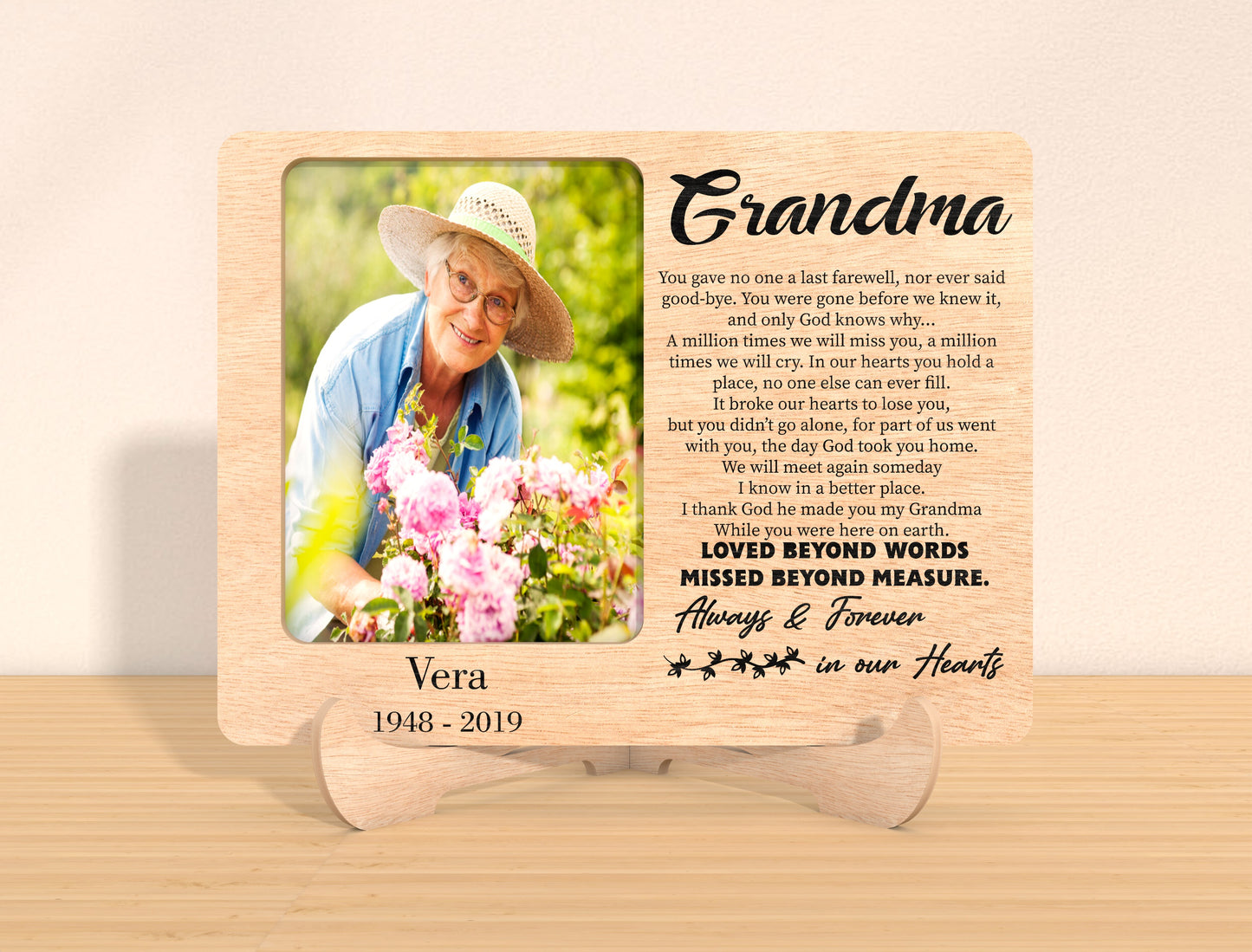 Memorial Photo Tabletop Sign SVG Personalized Laser Cut File  for LightBurn and Glowforge