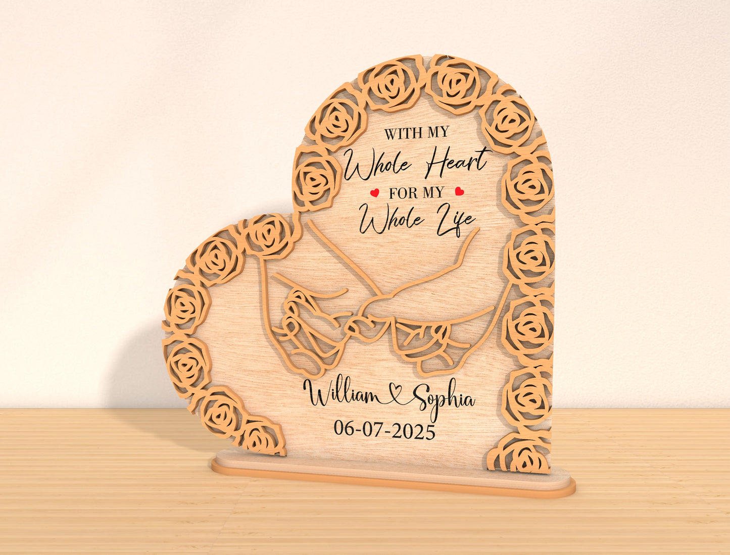 Mom Rose Heart Sign SVG Mother's Day Floral Plaque for Glowforge