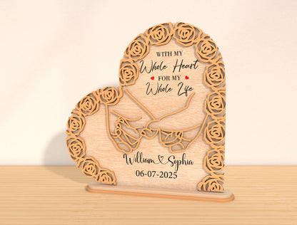 Mom Rose Heart Sign SVG Mother's Day Floral Plaque for Glowforge
