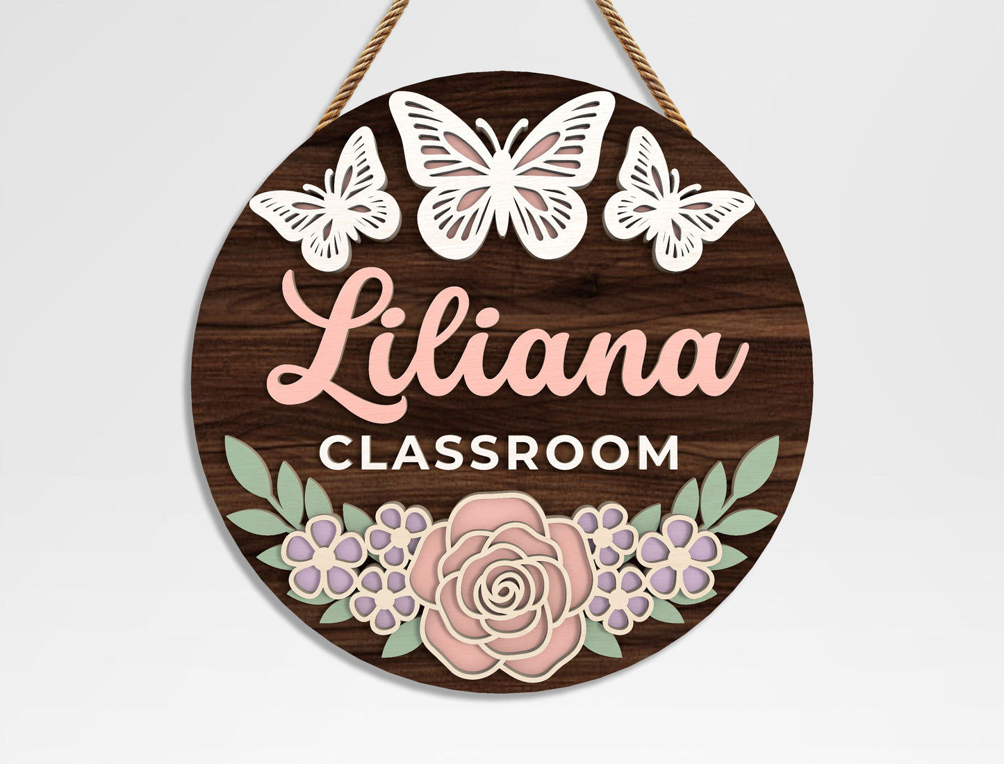 Personalized Teacher Floral Classroom Sign SVG Bundle Laser Cut File for xTool