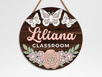 Personalized Teacher Floral Classroom Sign SVG Bundle Laser Cut File for xTool
