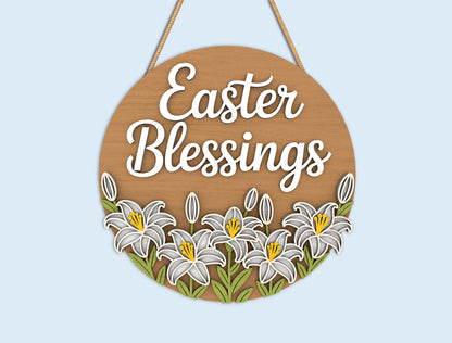 Easter Round Sign Bundle SVG Religious Floral for Glowforge and xTool
