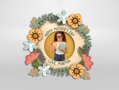 Floral Mom Photo Frame Wreath Magnet SVG Bundle for LightBurn and xTool