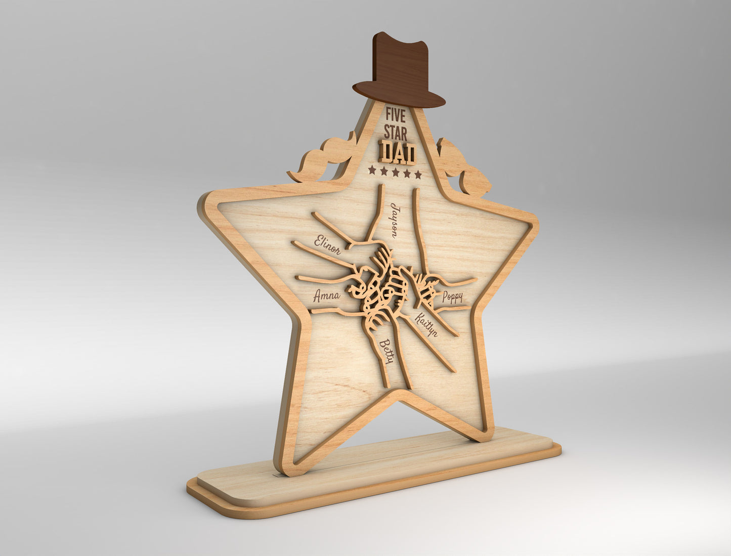 Star Dad Touching Hands Sign SVG Laser Cut File for Glowforge and xTool
